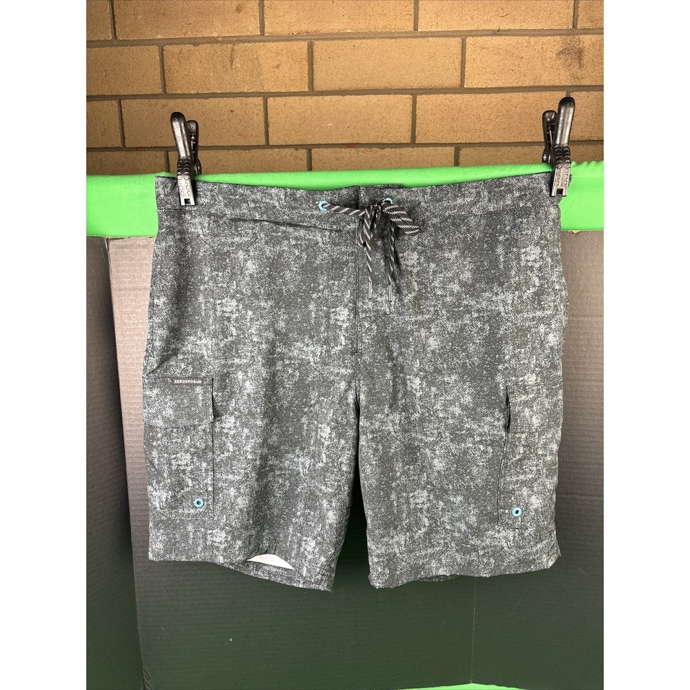 ZeroXposur Mens Swim Trunk Size S Black Spray C88501S UPF 50+ Sun Protection NWT